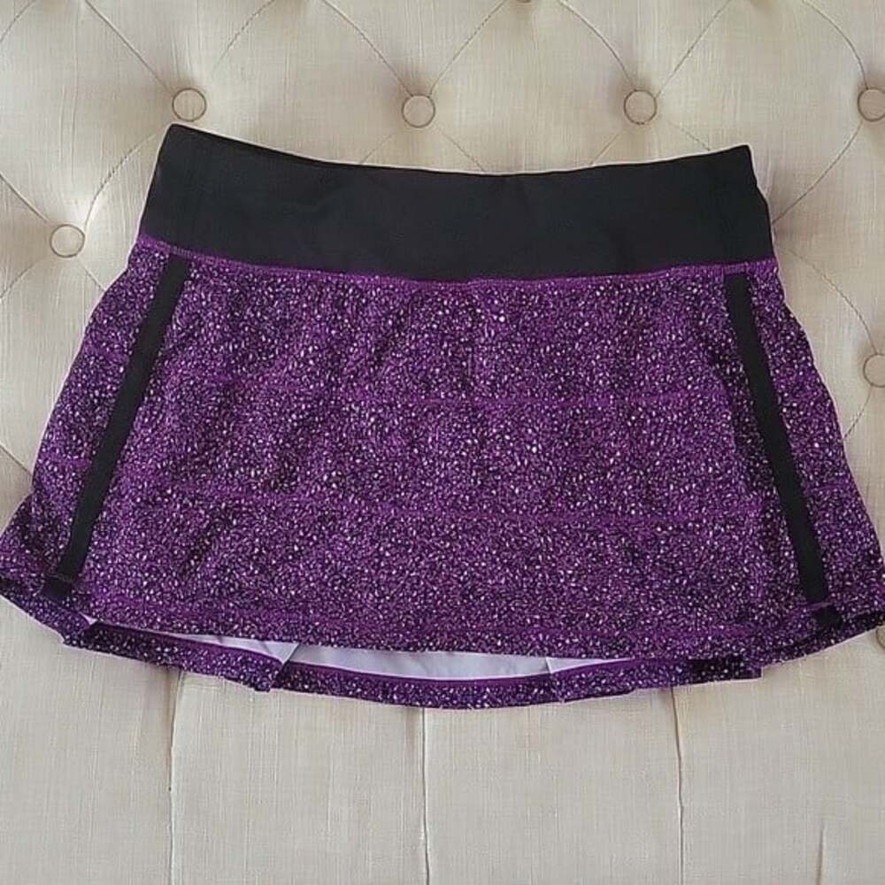 LULULEMON Pace Rival tennis Skirt II Static Powdered Rose purple black sz 6